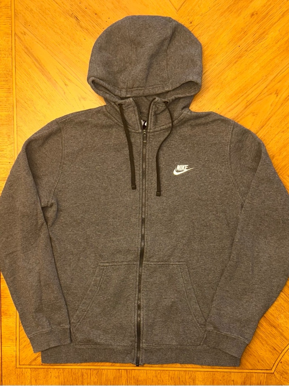 Nike Sportswear Club Fleece Hoodie Men’s Large Charcoal Heather Gray Full Zip